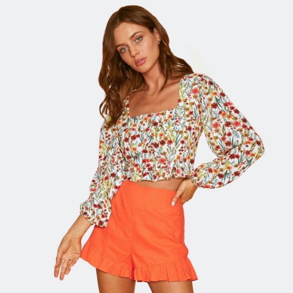 📦 Lost + Wander Renee Floral Crop Top long sleeve flower belly shirt hippy boho - Picture 3 of 8